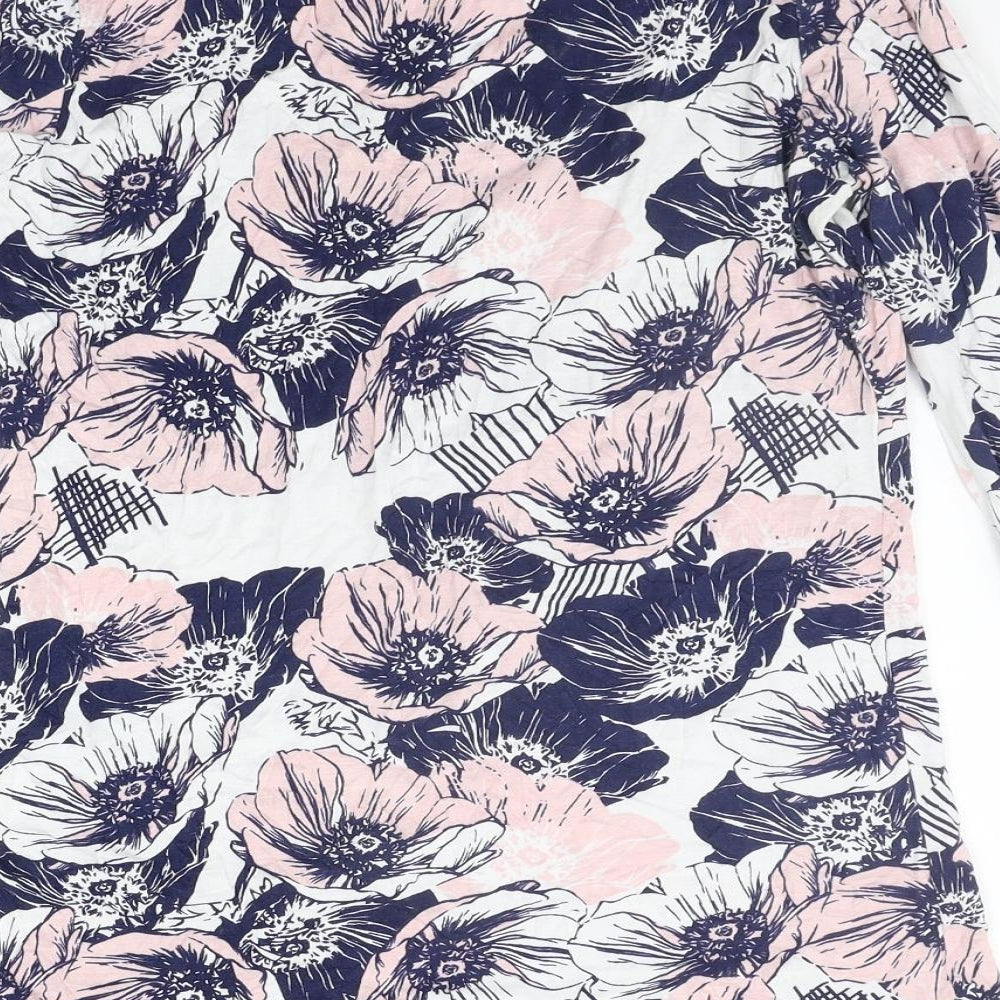 elea Womens Blue Floral  Basic T-Shirt Size S