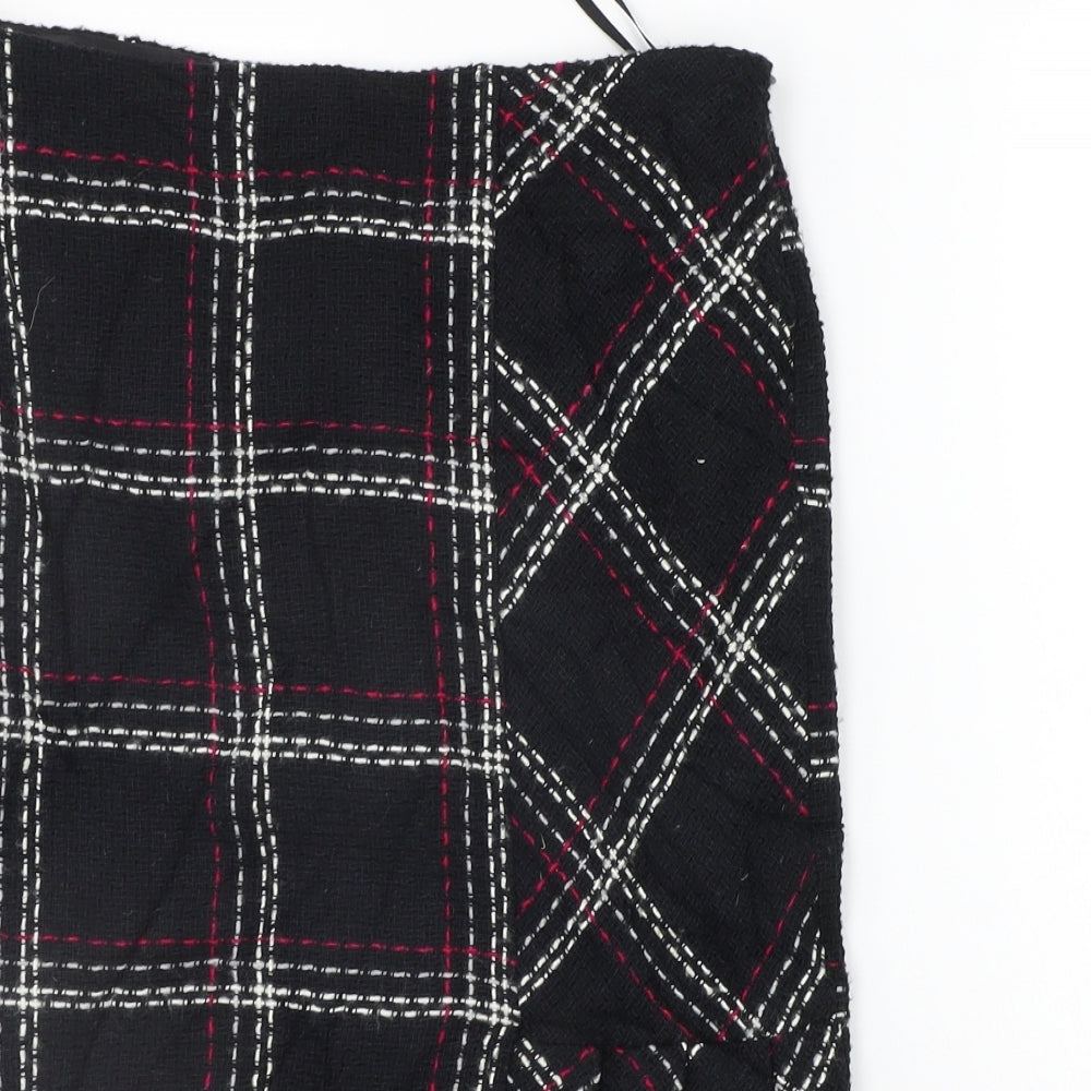 FLORNCE + FRED Womens Black Check  A-Line Skirt Size 10