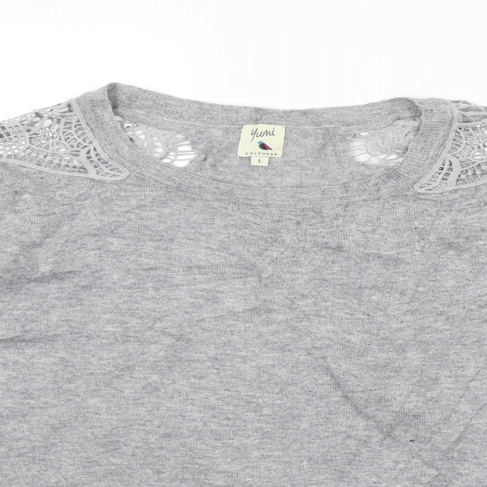 YUMMI Womens Grey   Pullover Jumper Size L  - DETAILS ON ARM