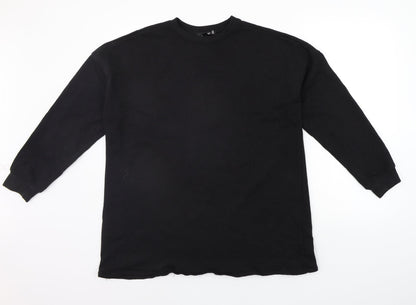 Additional front view of Missguided women’s black henley jumper, size UK 6