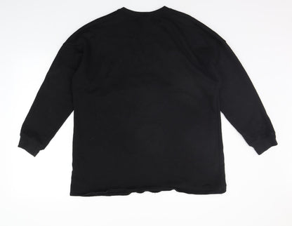 Back view of Missguided women’s black henley jumper, size UK 6