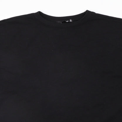 Close-up detail of Missguided women’s black henley jumper, size UK 6
