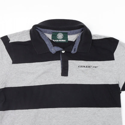 Preloved Celtic Football Club Womens Black Striped  Basic Polo Size S - Detail