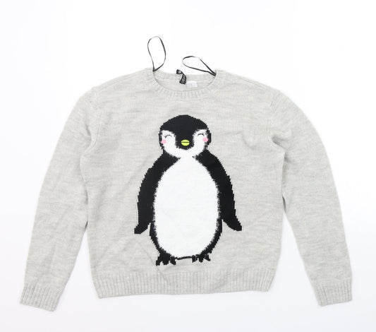 Divided Womens Grey   Pullover Jumper Size XS  - Penguin