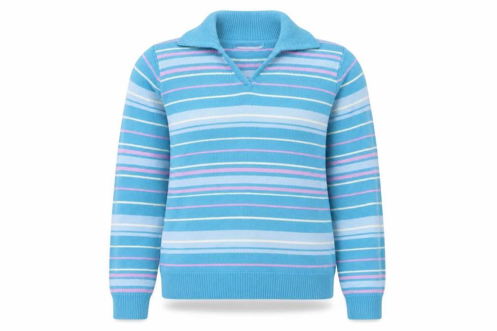EWM Womens Blue Striped  Pullover Jumper Size M