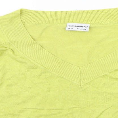 Close-up detail of Atmosphere women’s yellow jumper, size UK 16