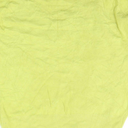 Brand and care label for Atmosphere women’s yellow jumper, size UK 16
