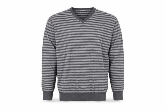 Dunnes Mens Grey Striped  Pullover Jumper Size M