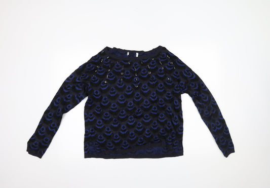 NEXT Womens Blue Geometric  Pullover Jumper Size 14