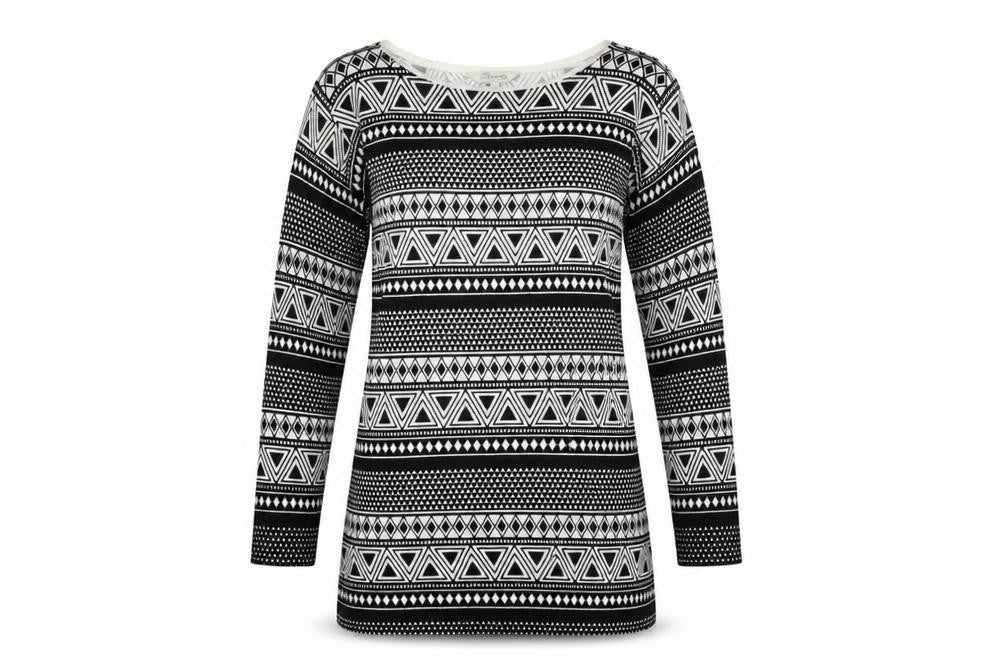 Peacocks Womens Black Geometric  Basic Blouse Size 12
