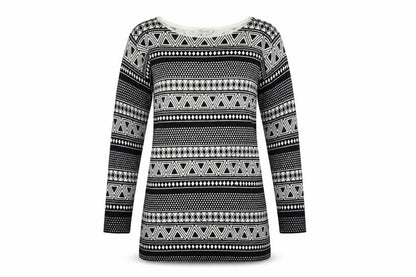 Peacocks Womens Black Geometric  Basic Blouse Size 12