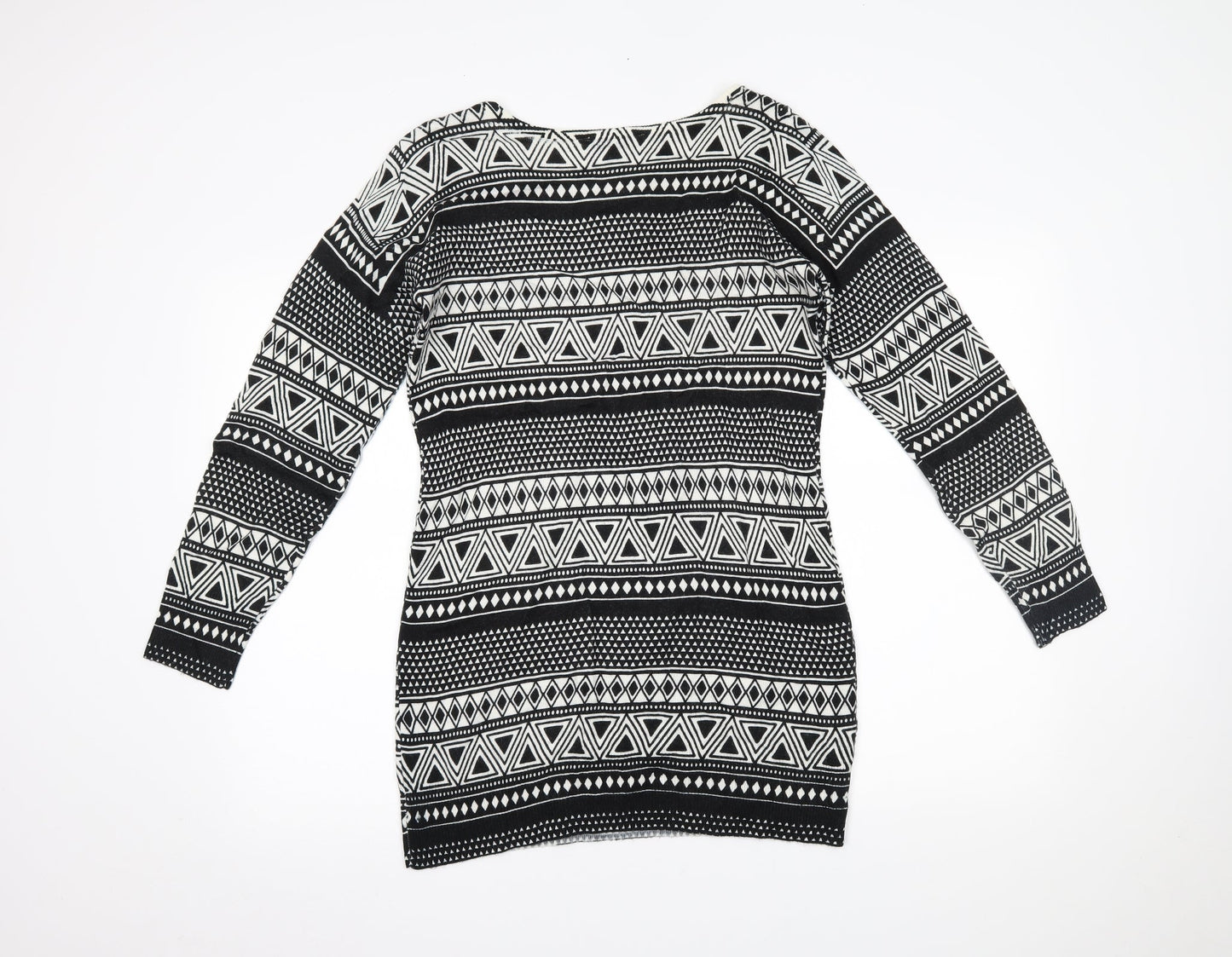Peacocks Womens Black Geometric  Basic Blouse Size 12