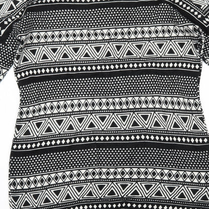 Peacocks Womens Black Geometric  Basic Blouse Size 12