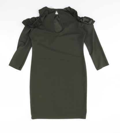 Back view of Miss Selfridge women’s green mini, size UK 14