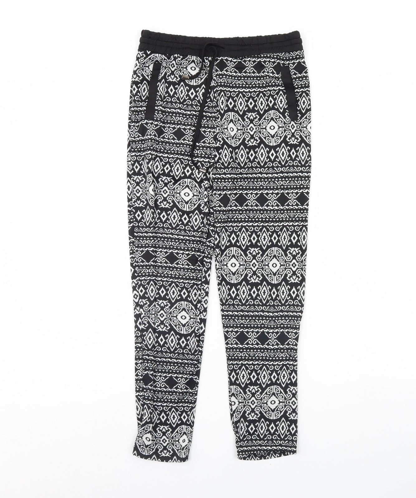 Golden Womens Black Fair Isle  Trousers  Size 10 L28 in
