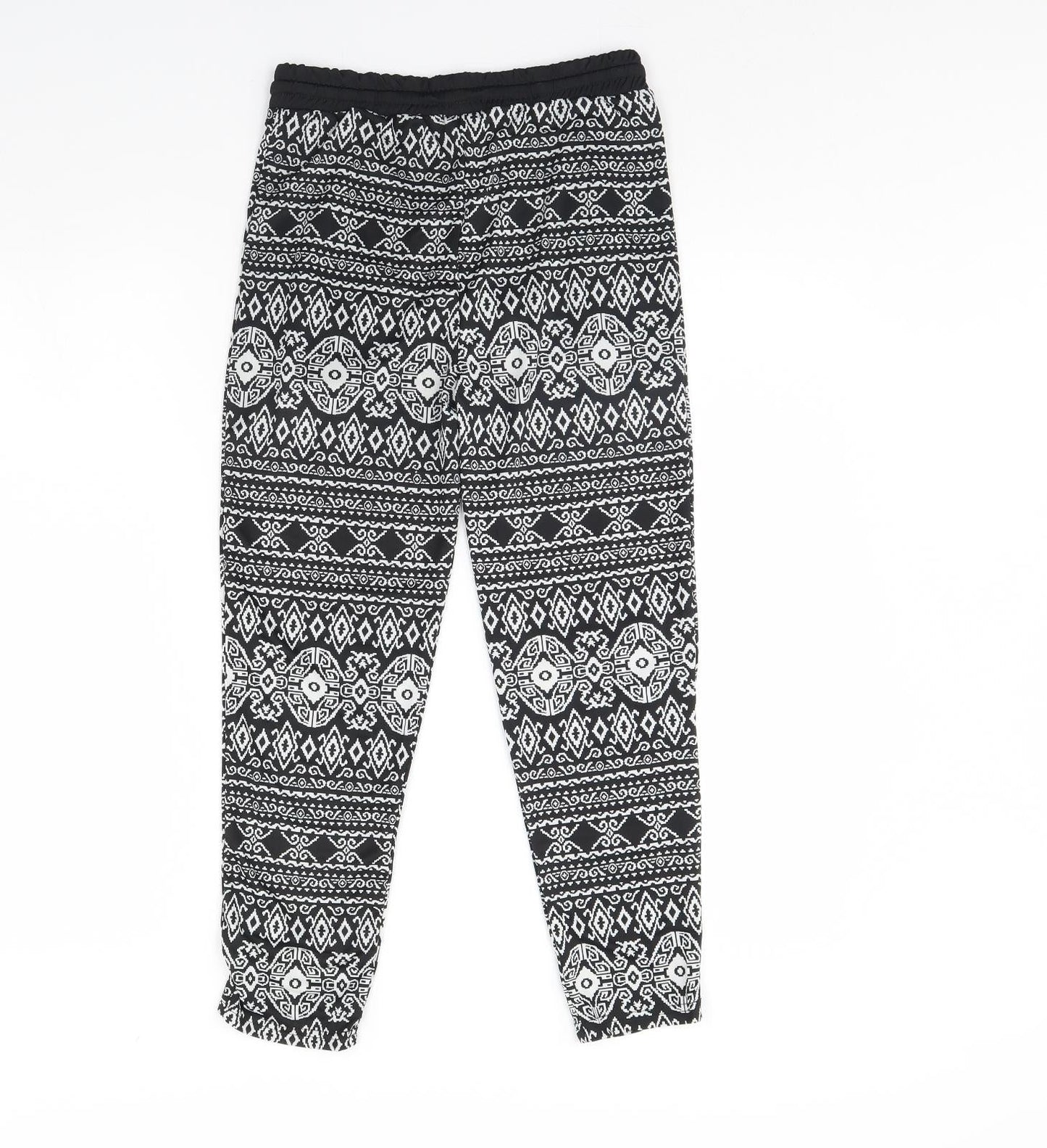 Golden Womens Black Fair Isle  Trousers  Size 10 L28 in