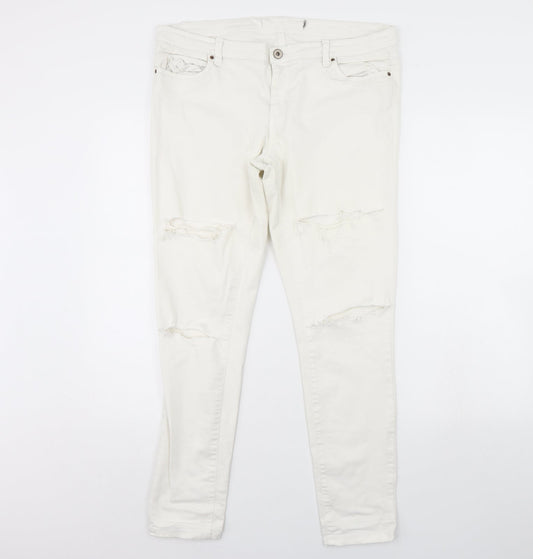 Preworn Womens Ivory  Denim Skinny Jeans Size 36 in L30 in