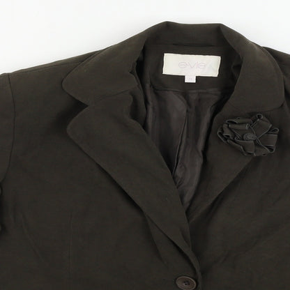 Close-up detail of EVIE women’s brown jacket blazer, size UK 16