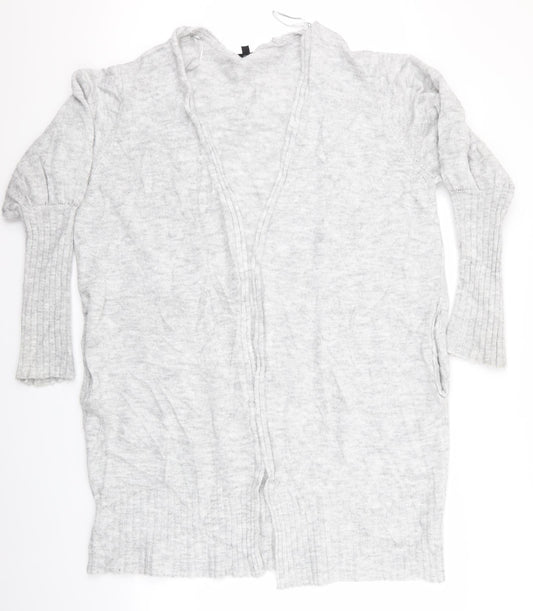 Topshop Womens Grey   Cardigan Jumper Size 14  - Topshop Longline Cardigan Blouse sleeve