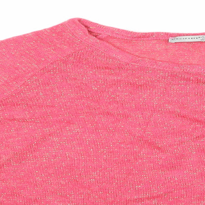 Close-up detail of Atmosphere women’s pink jumper, size UK 14, - atmosphere, glitter sweater