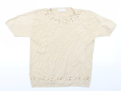 Bonmarché Womens Beige Floral Pullover Jumper Size M - Bonmarche Sweater