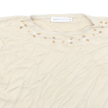 Bonmarché Womens Beige Floral Pullover Jumper Size M - Bonmarche Sweater