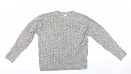 H&M Womens Grey   Pullover Jumper Size M  - H&M Sweater Cable Knit