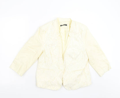 Bonmarché Womens Yellow Floral Jacket Blazer Size 14