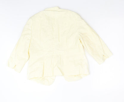 Bonmarché Womens Yellow Floral Jacket Blazer Size 14