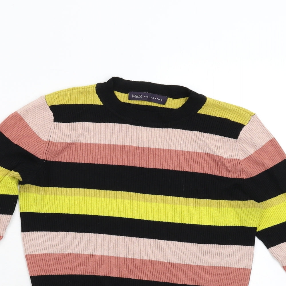 M*S Womens Multicoloured Striped Knit Pullover Jumper Size 10