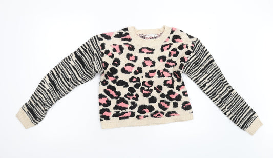 Matalan Girls Multicoloured Animal Print  Pullover Jumper Size 13 Years