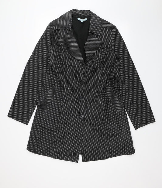 Aphorism Womens Black Polka Dot  Overcoat Jacket Size 14