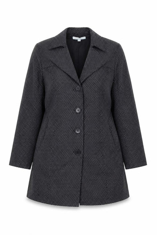 Aphorism Womens Black Polka Dot  Overcoat Jacket Size 14