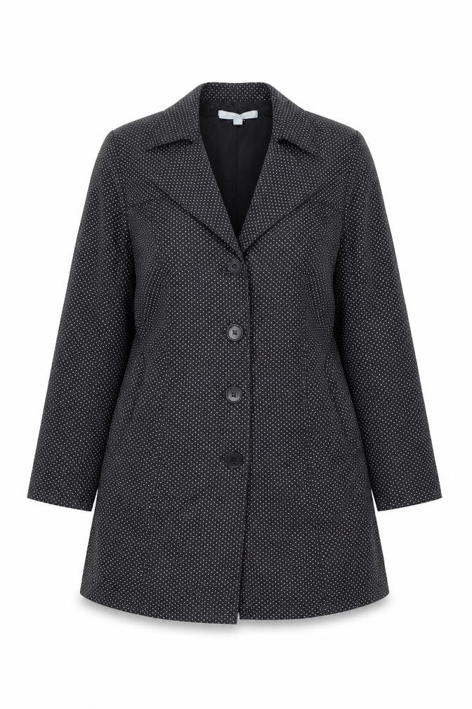 Aphorism Womens Black Polka Dot  Overcoat Jacket Size 14