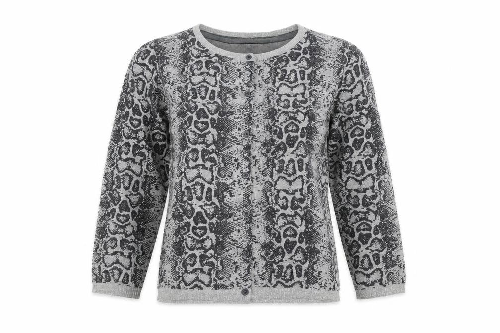 Limited Collection Womens Grey Animal Print  Cardigan Jumper Size 10