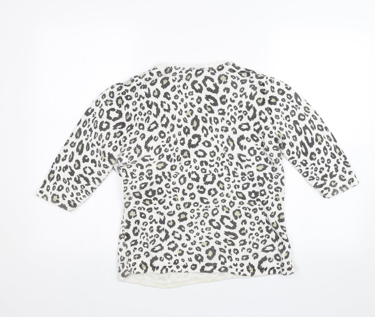 Alex & Co Womens White Animal Print  Basic Blouse Size 14
