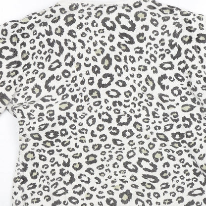Alex & Co Womens White Animal Print  Basic Blouse Size 14