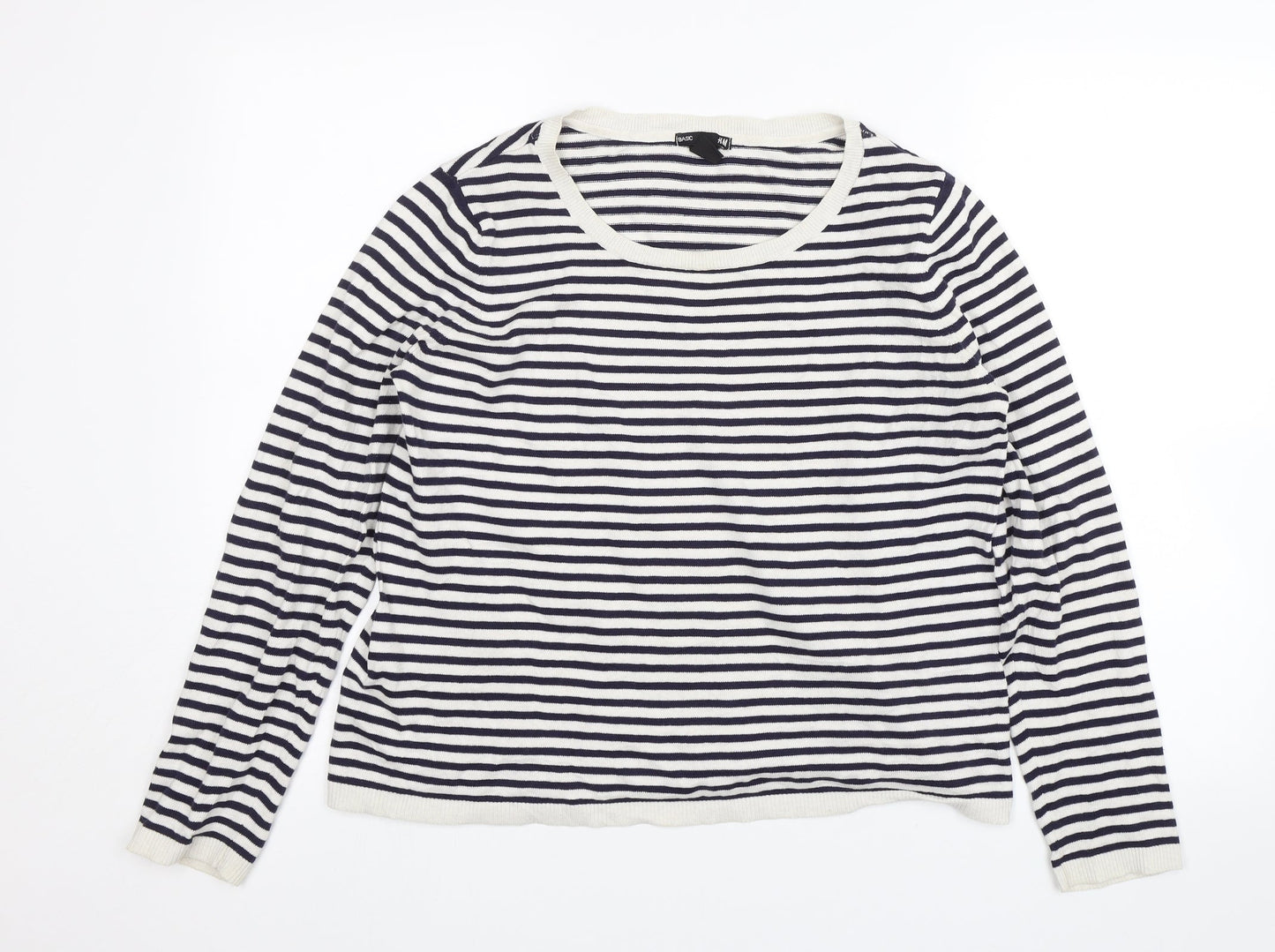 H&M Womens Blue Striped  Pullover Jumper Size M
