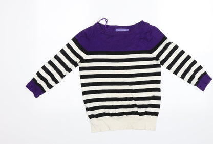 Autonomy Womens Purple Striped  Pullover Jumper Size 8