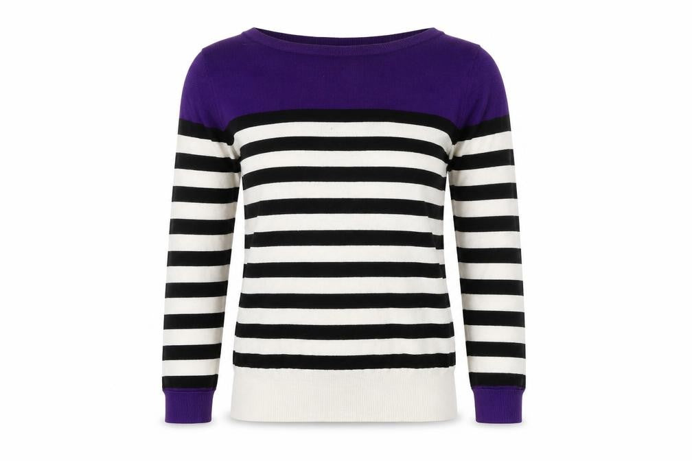 Autonomy Womens Purple Striped  Pullover Jumper Size 8