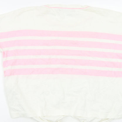 Marks & Spencer Womens White Striped  Pullover Jumper Size S