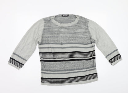 Additional front view of Alexara women’s grey striped jumper, size L