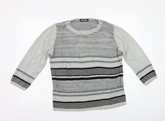 Alexara Womens Grey Striped  Pullover Jumper Size L