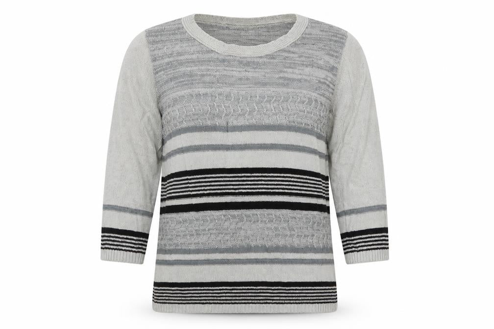 Alexara Womens Grey Striped  Pullover Jumper Size L