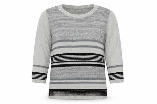 Alexara Womens Grey Striped  Pullover Jumper Size L