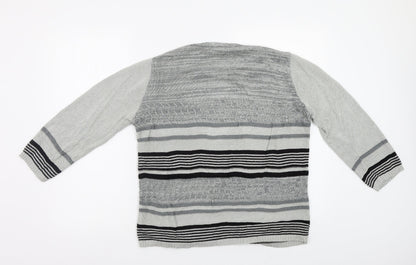 Back view of Alexara women’s grey striped jumper, size L