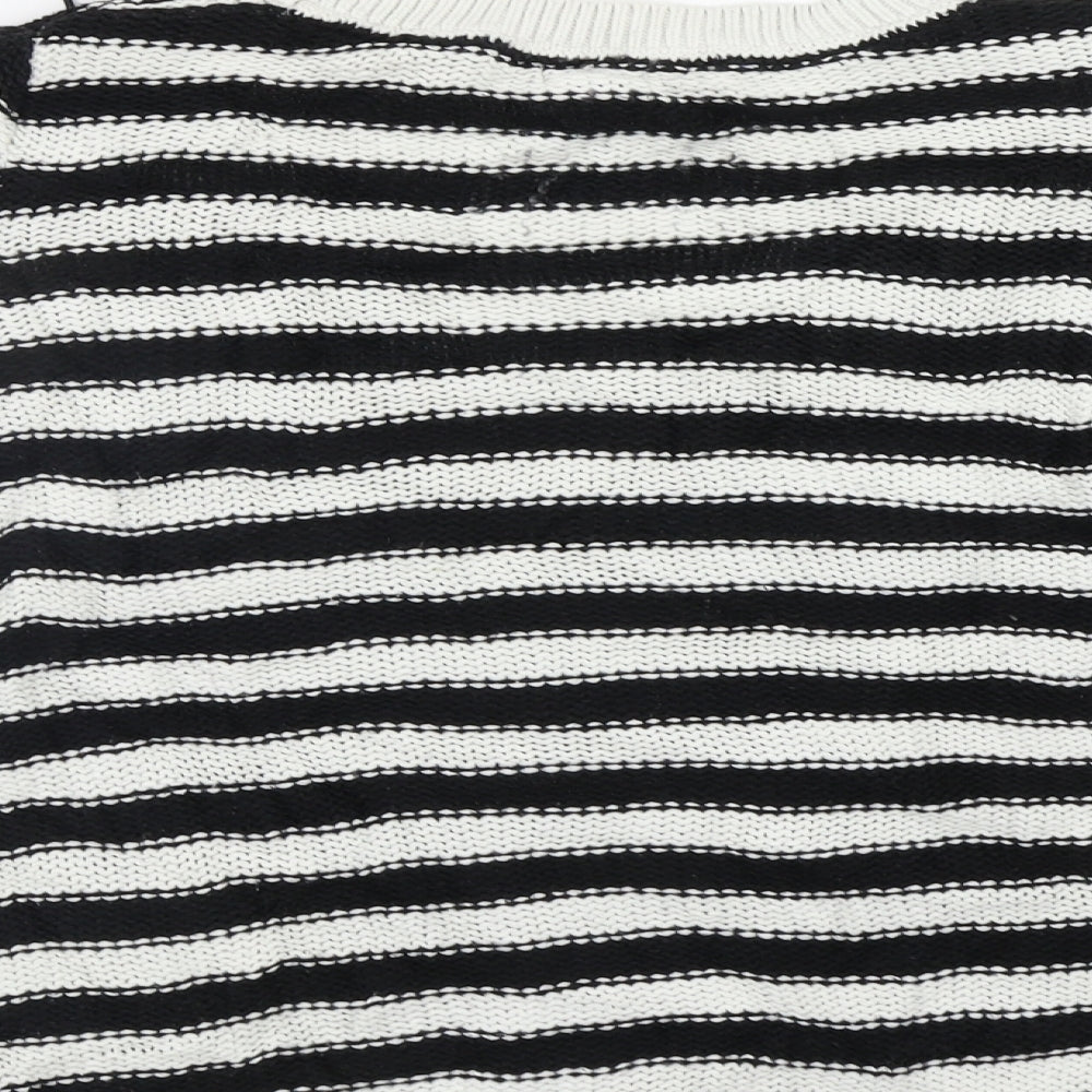 H&M Womens White Striped  Pullover Jumper Size M