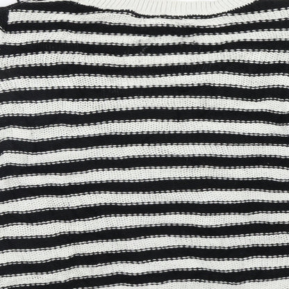 H&M Womens White Striped  Pullover Jumper Size M