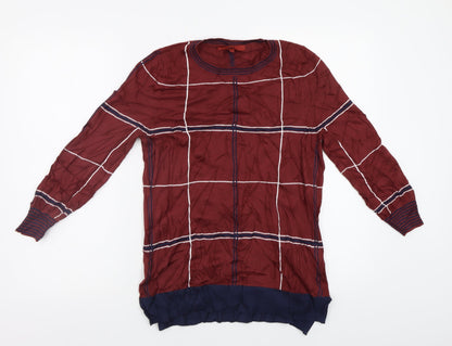 Next Womens Red Check  Pullover Jumper Size 10