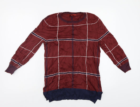 NEXT Womens Red Check  Pullover Jumper Size 10